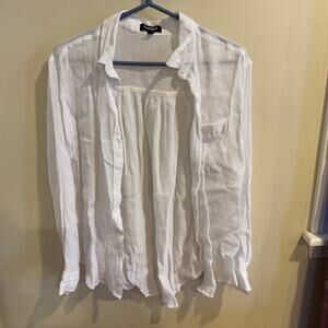 Express Women’s Sheer White Boyfriend Button Down Size Medium